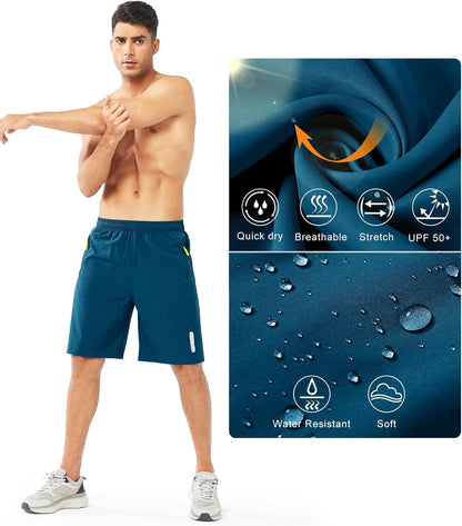 Men's Athletic Running Shorts Gym Workout 7"/9"/5" Quick Dry Lightweight Sports Basketball Tennis 3 Zipper Pockets