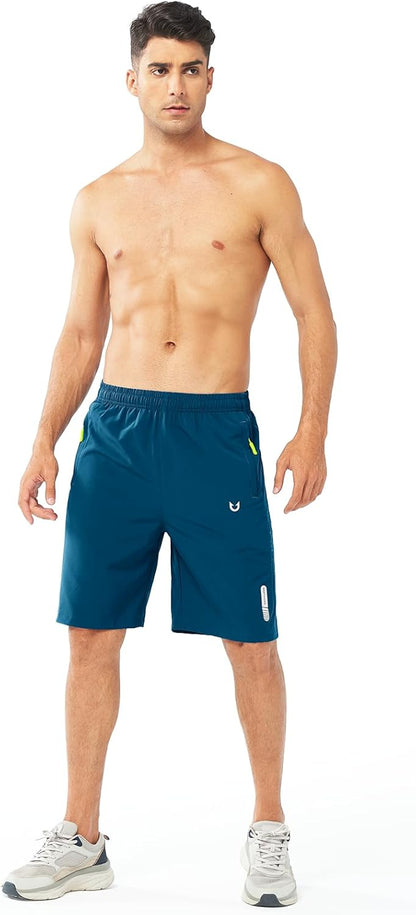 Men's Athletic Running Shorts Gym Workout 7"/9"/5" Quick Dry Lightweight Sports Basketball Tennis 3 Zipper Pockets