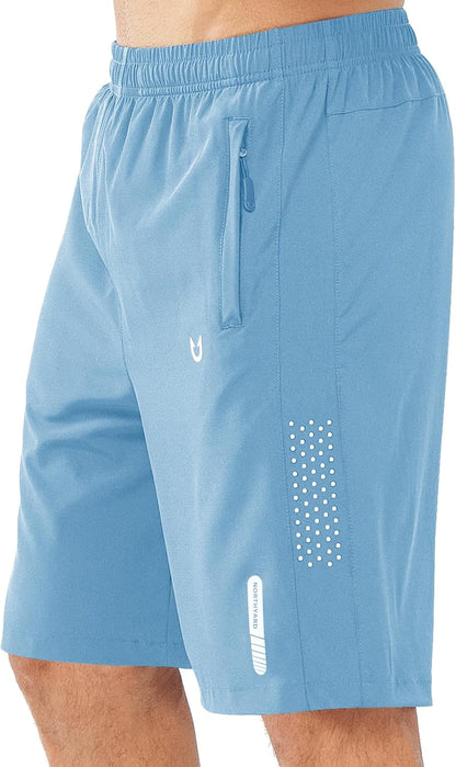 Men's Athletic Running Shorts Gym Workout 7"/9"/5" Quick Dry Lightweight Sports Basketball Tennis 3 Zipper Pockets