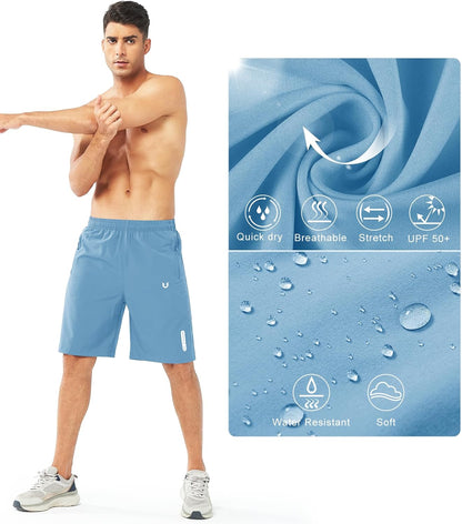 Men's Athletic Running Shorts Gym Workout 7"/9"/5" Quick Dry Lightweight Sports Basketball Tennis 3 Zipper Pockets