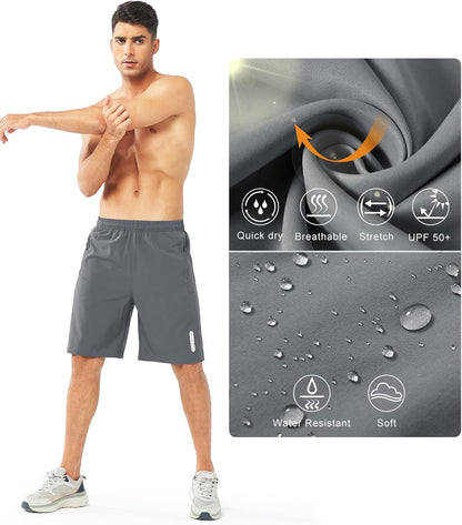 Men's Athletic Running Shorts Gym Workout 7"/9"/5" Quick Dry Lightweight Sports Basketball Tennis 3 Zipper Pockets