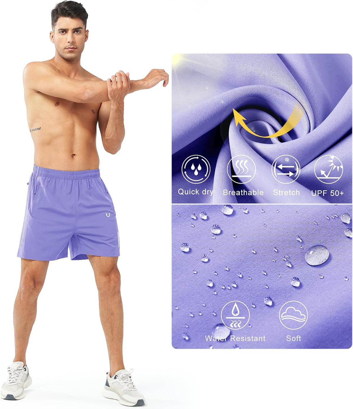 Men's Athletic Running Shorts Gym Workout 7"/9"/5" Quick Dry Lightweight Sports Basketball Tennis 3 Zipper Pockets