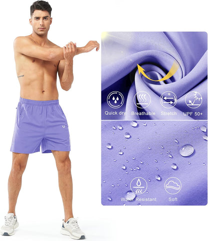 Men's Athletic Running Shorts Gym Workout 7"/9"/5" Quick Dry Lightweight Sports Basketball Tennis 3 Zipper Pockets