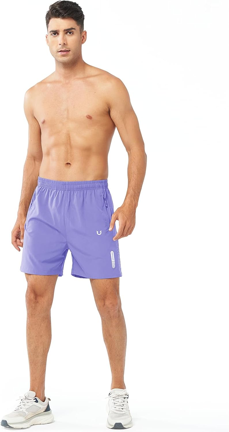 Men's Athletic Running Shorts Gym Workout 7"/9"/5" Quick Dry Lightweight Sports Basketball Tennis 3 Zipper Pockets