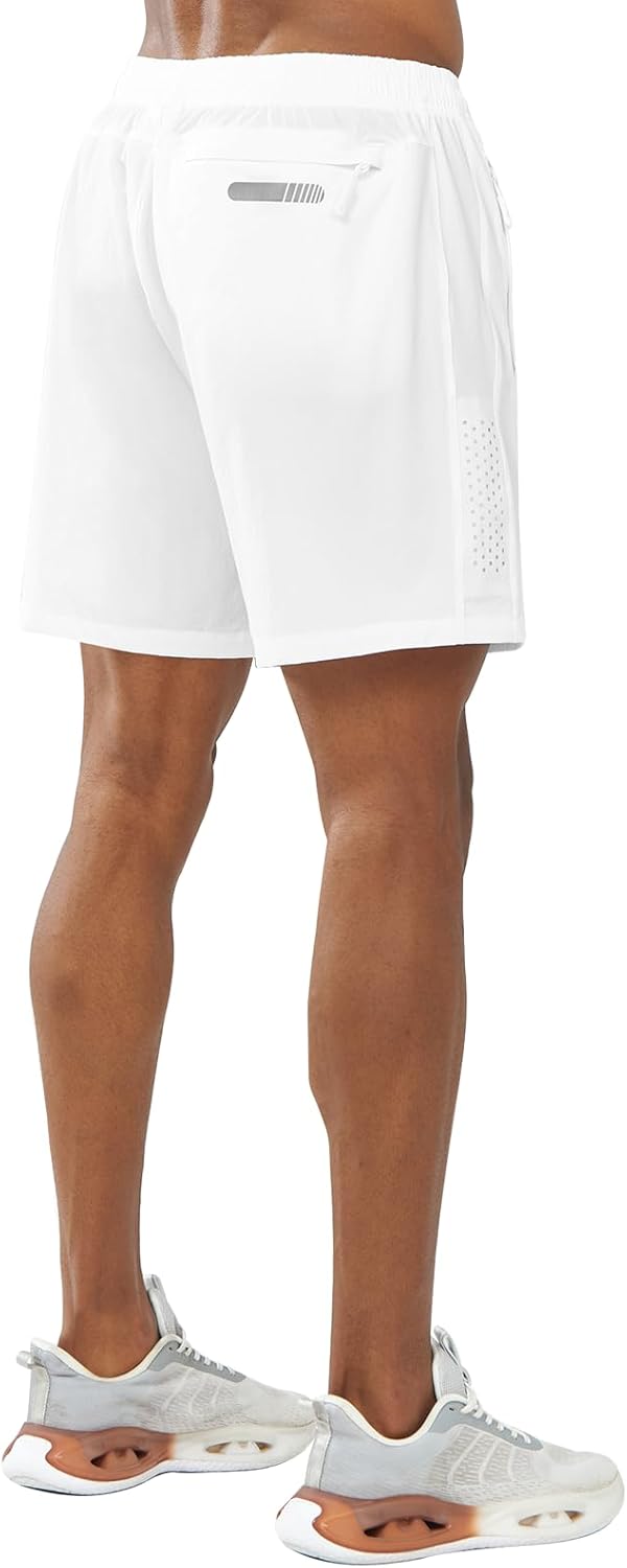 Men's Athletic Running Shorts Gym Workout 7"/9"/5" Quick Dry Lightweight Sports Basketball Tennis 3 Zipper Pockets