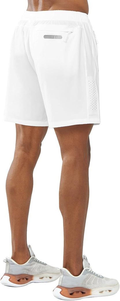 Men's Athletic Running Shorts Gym Workout 7"/9"/5" Quick Dry Lightweight Sports Basketball Tennis 3 Zipper Pockets