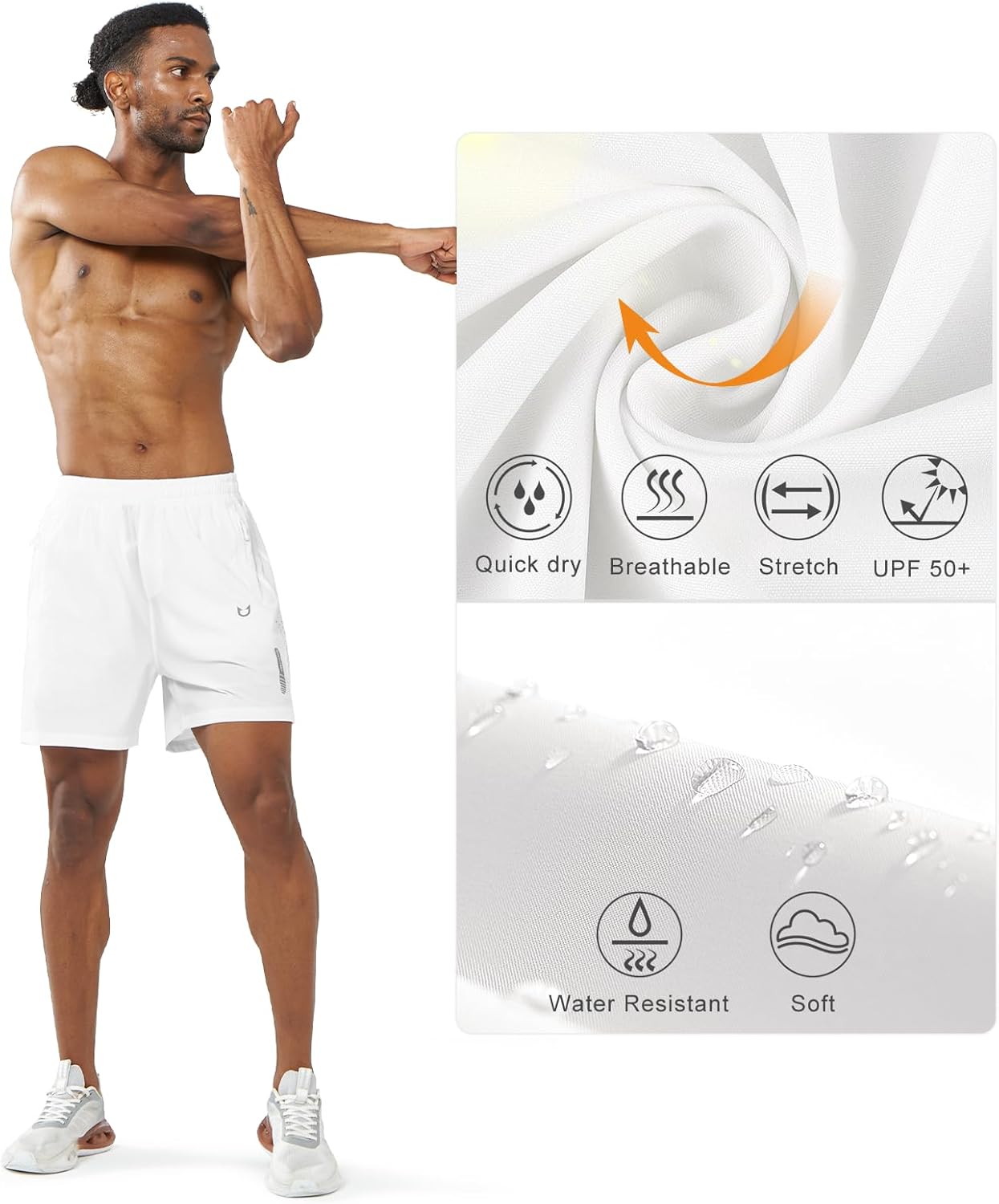 Men's Athletic Running Shorts Gym Workout 7"/9"/5" Quick Dry Lightweight Sports Basketball Tennis 3 Zipper Pockets