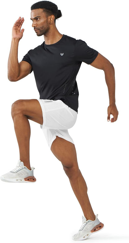 Men's Athletic Running Shorts Gym Workout 7"/9"/5" Quick Dry Lightweight Sports Basketball Tennis 3 Zipper Pockets