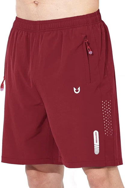 Men's Athletic Running Shorts Gym Workout 7"/9"/5" Quick Dry Lightweight Sports Basketball Tennis 3 Zipper Pockets