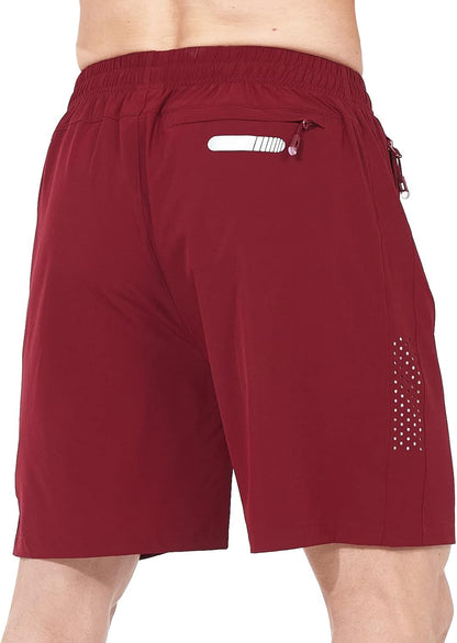 Men's Athletic Running Shorts Gym Workout 7"/9"/5" Quick Dry Lightweight Sports Basketball Tennis 3 Zipper Pockets