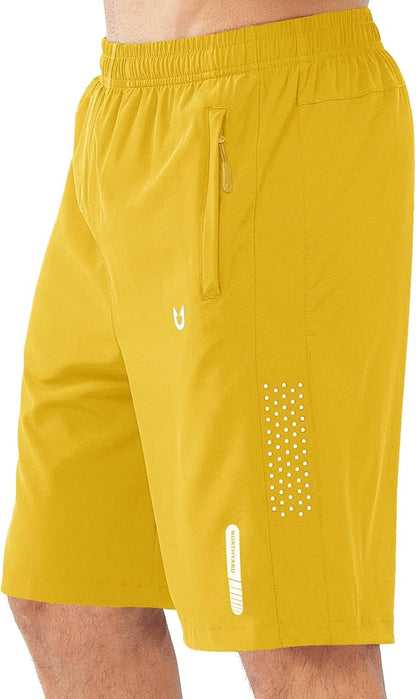 Men's Athletic Running Shorts Gym Workout 7"/9"/5" Quick Dry Lightweight Sports Basketball Tennis 3 Zipper Pockets