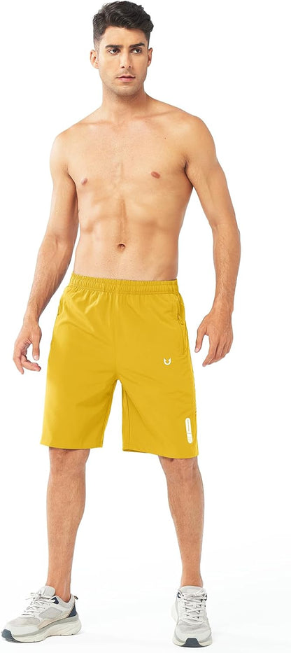 Men's Athletic Running Shorts Gym Workout 7"/9"/5" Quick Dry Lightweight Sports Basketball Tennis 3 Zipper Pockets