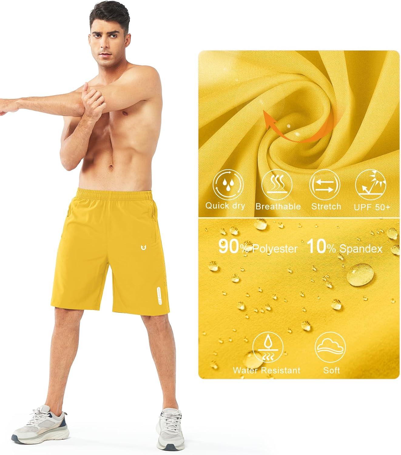 Men's Athletic Running Shorts Gym Workout 7"/9"/5" Quick Dry Lightweight Sports Basketball Tennis 3 Zipper Pockets