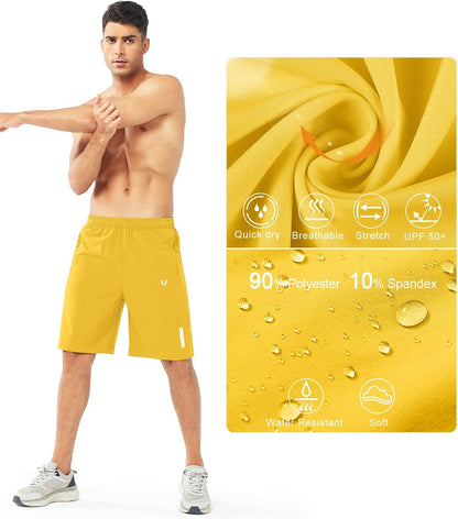 Men's Athletic Running Shorts Gym Workout 7"/9"/5" Quick Dry Lightweight Sports Basketball Tennis 3 Zipper Pockets