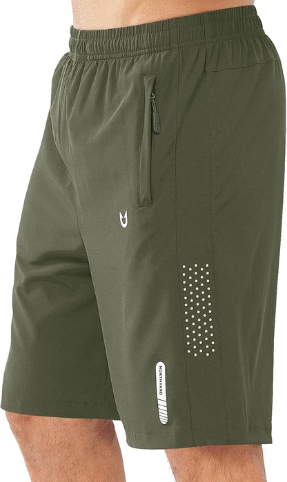 Men's Athletic Running Shorts Gym Workout 7"/9"/5" Quick Dry Lightweight Sports Basketball Tennis 3 Zipper Pockets