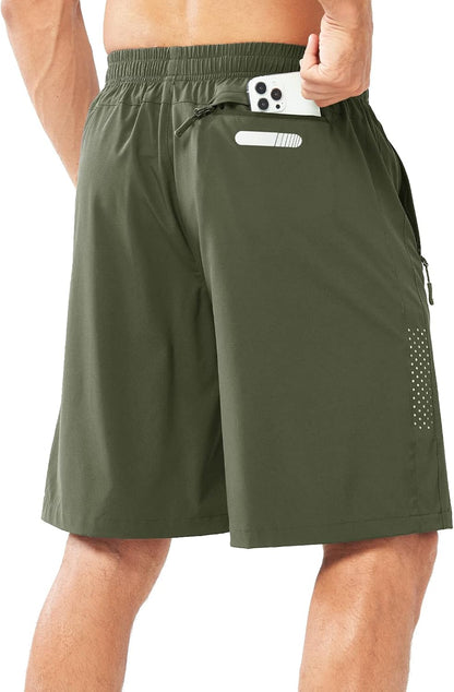 Men's Athletic Running Shorts Gym Workout 7"/9"/5" Quick Dry Lightweight Sports Basketball Tennis 3 Zipper Pockets