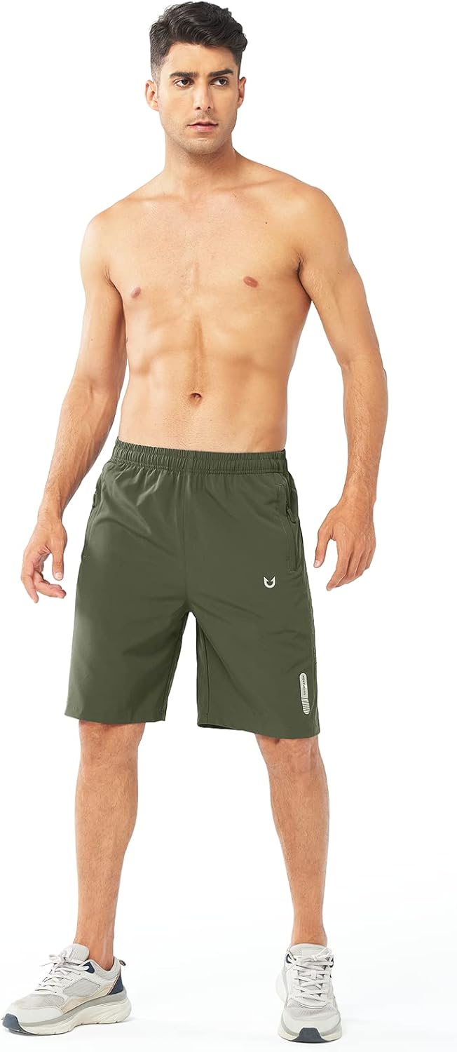 Men's Athletic Running Shorts Gym Workout 7"/9"/5" Quick Dry Lightweight Sports Basketball Tennis 3 Zipper Pockets