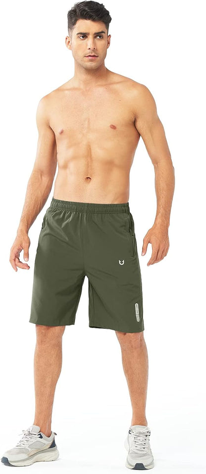 Men's Athletic Running Shorts Gym Workout 7"/9"/5" Quick Dry Lightweight Sports Basketball Tennis 3 Zipper Pockets
