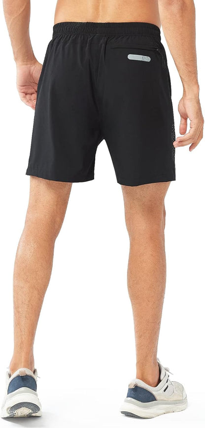 Men's Athletic Running Shorts Gym Workout 7"/9"/5" Quick Dry Lightweight Sports Basketball Tennis 3 Zipper Pockets