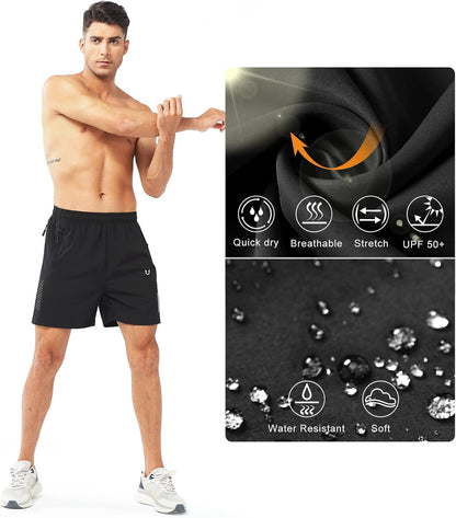 Men's Athletic Running Shorts Gym Workout 7"/9"/5" Quick Dry Lightweight Sports Basketball Tennis 3 Zipper Pockets