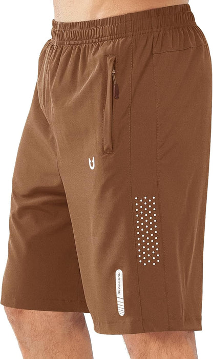 Men's Athletic Running Shorts Gym Workout 7"/9"/5" Quick Dry Lightweight Sports Basketball Tennis 3 Zipper Pockets