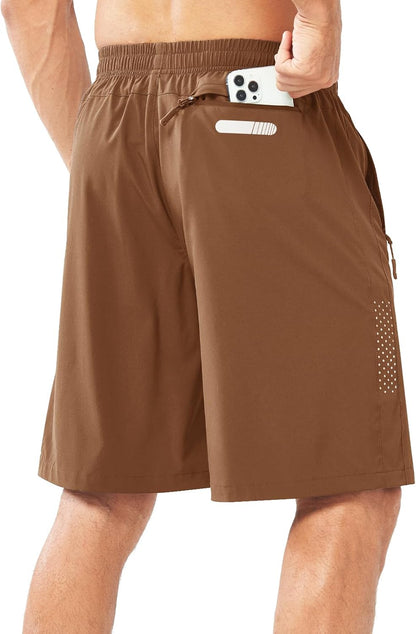 Men's Athletic Running Shorts Gym Workout 7"/9"/5" Quick Dry Lightweight Sports Basketball Tennis 3 Zipper Pockets