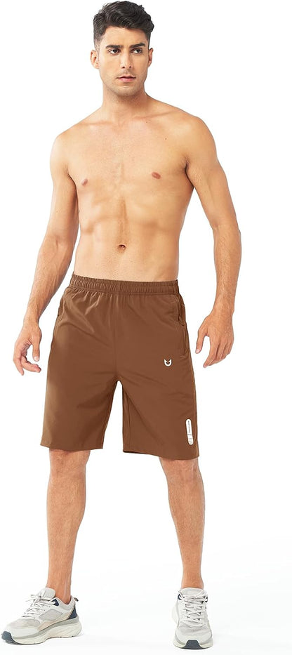 Men's Athletic Running Shorts Gym Workout 7"/9"/5" Quick Dry Lightweight Sports Basketball Tennis 3 Zipper Pockets