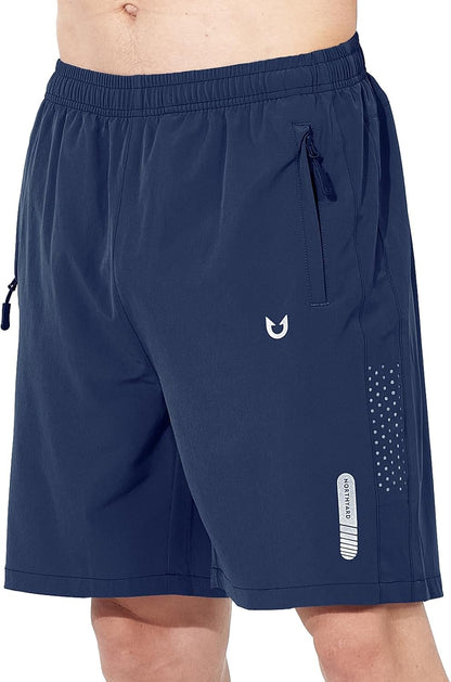Men's Athletic Running Shorts Gym Workout 7"/9"/5" Quick Dry Lightweight Sports Basketball Tennis 3 Zipper Pockets
