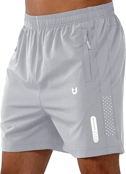 Men's Athletic Running Shorts Gym Workout 7"/9"/5" Quick Dry Lightweight Sports Basketball Tennis 3 Zipper Pockets