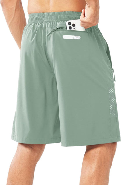 Men's Athletic Running Shorts Gym Workout 7"/9"/5" Quick Dry Lightweight Sports Basketball Tennis 3 Zipper Pockets