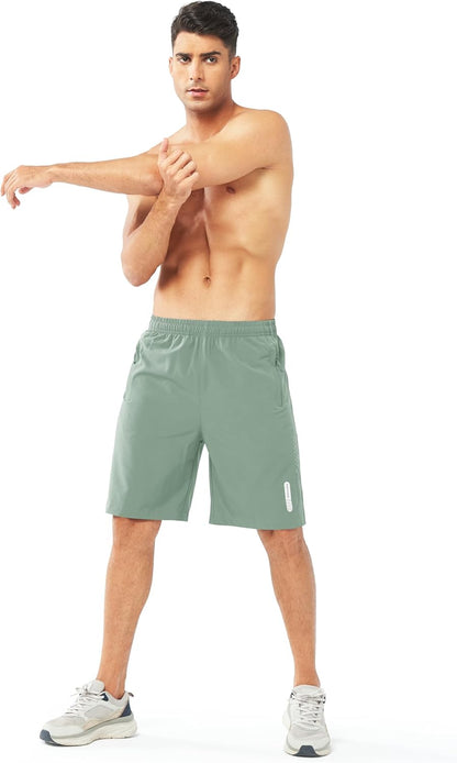 Men's Athletic Running Shorts Gym Workout 7"/9"/5" Quick Dry Lightweight Sports Basketball Tennis 3 Zipper Pockets