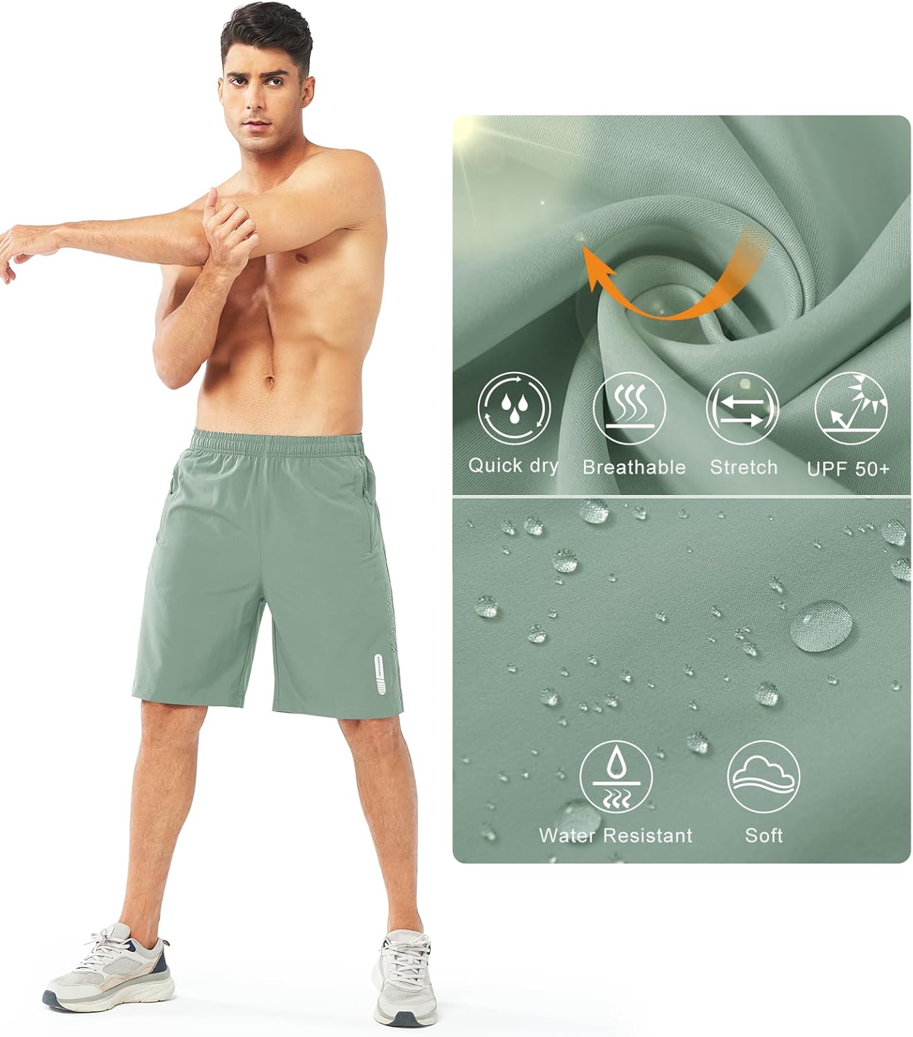 Men's Athletic Running Shorts Gym Workout 7"/9"/5" Quick Dry Lightweight Sports Basketball Tennis 3 Zipper Pockets