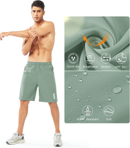 Men's Athletic Running Shorts Gym Workout 7"/9"/5" Quick Dry Lightweight Sports Basketball Tennis 3 Zipper Pockets