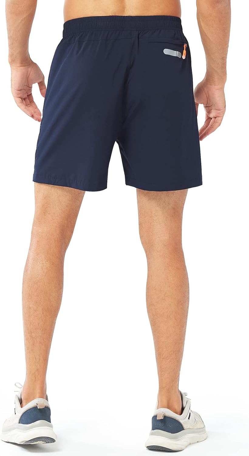 Men's Athletic Running Shorts Gym Workout 7"/9"/5" Quick Dry Lightweight Sports Basketball Tennis 3 Zipper Pockets