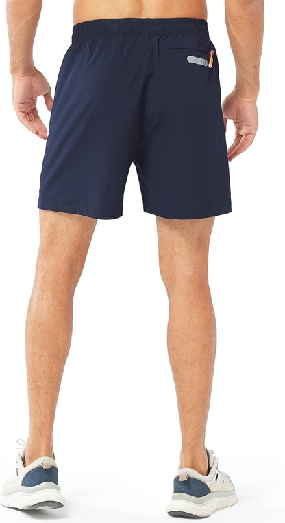 Men's Athletic Running Shorts Gym Workout 7"/9"/5" Quick Dry Lightweight Sports Basketball Tennis 3 Zipper Pockets