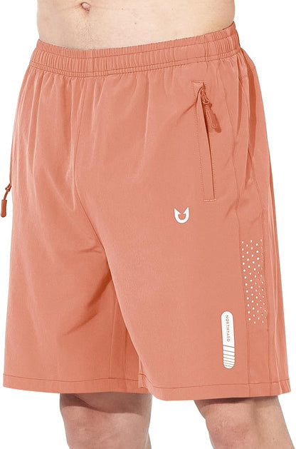 Men's Athletic Running Shorts Gym Workout 7"/9"/5" Quick Dry Lightweight Sports Basketball Tennis 3 Zipper Pockets