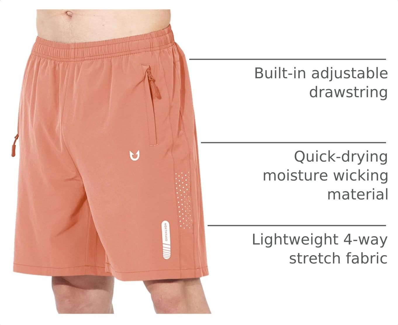 Men's Athletic Running Shorts Gym Workout 7"/9"/5" Quick Dry Lightweight Sports Basketball Tennis 3 Zipper Pockets