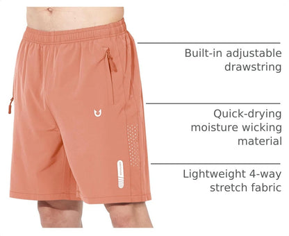 Men's Athletic Running Shorts Gym Workout 7"/9"/5" Quick Dry Lightweight Sports Basketball Tennis 3 Zipper Pockets