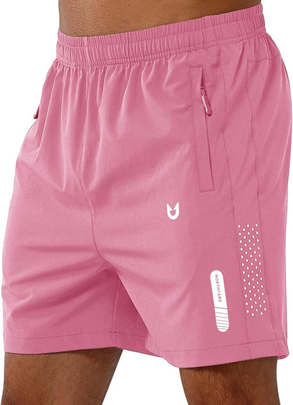 Men's Athletic Running Shorts Gym Workout 7"/9"/5" Quick Dry Lightweight Sports Basketball Tennis 3 Zipper Pockets
