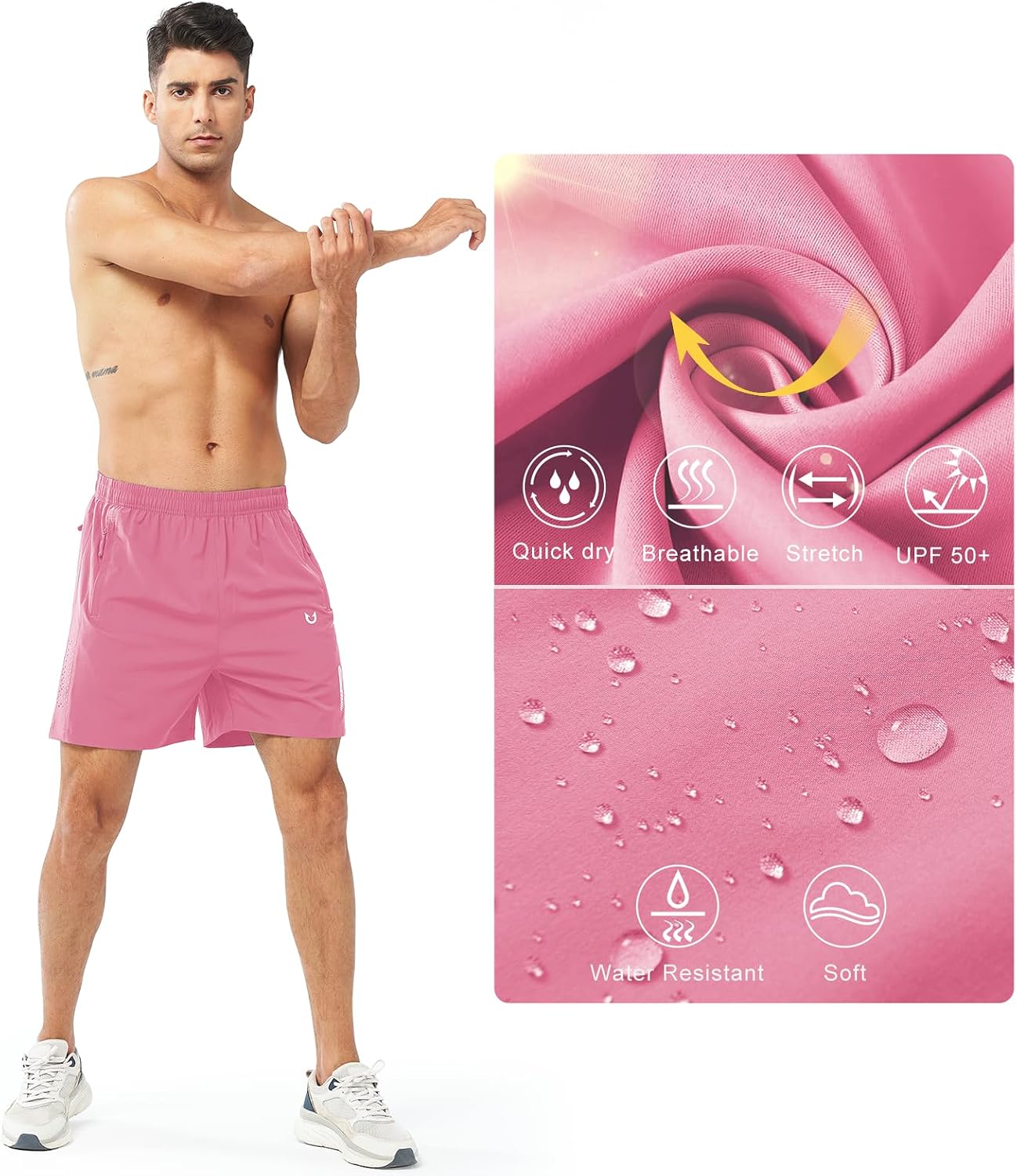 Men's Athletic Running Shorts Gym Workout 7"/9"/5" Quick Dry Lightweight Sports Basketball Tennis 3 Zipper Pockets