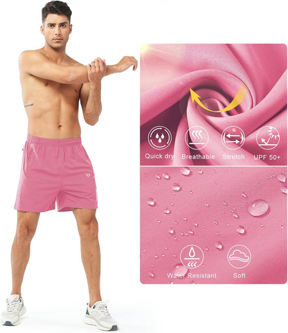 Men's Athletic Running Shorts Gym Workout 7"/9"/5" Quick Dry Lightweight Sports Basketball Tennis 3 Zipper Pockets