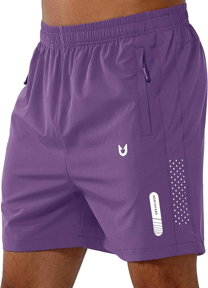 Men's Athletic Running Shorts Gym Workout 7"/9"/5" Quick Dry Lightweight Sports Basketball Tennis 3 Zipper Pockets