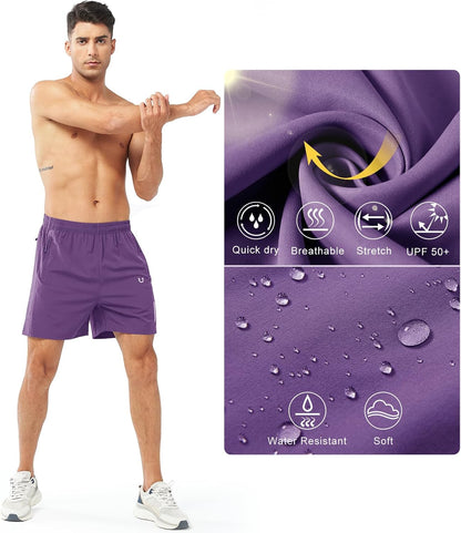Men's Athletic Running Shorts Gym Workout 7"/9"/5" Quick Dry Lightweight Sports Basketball Tennis 3 Zipper Pockets