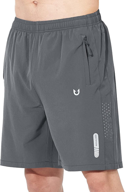 Men's Athletic Running Shorts Gym Workout 7"/9"/5" Quick Dry Lightweight Sports Basketball Tennis 3 Zipper Pockets