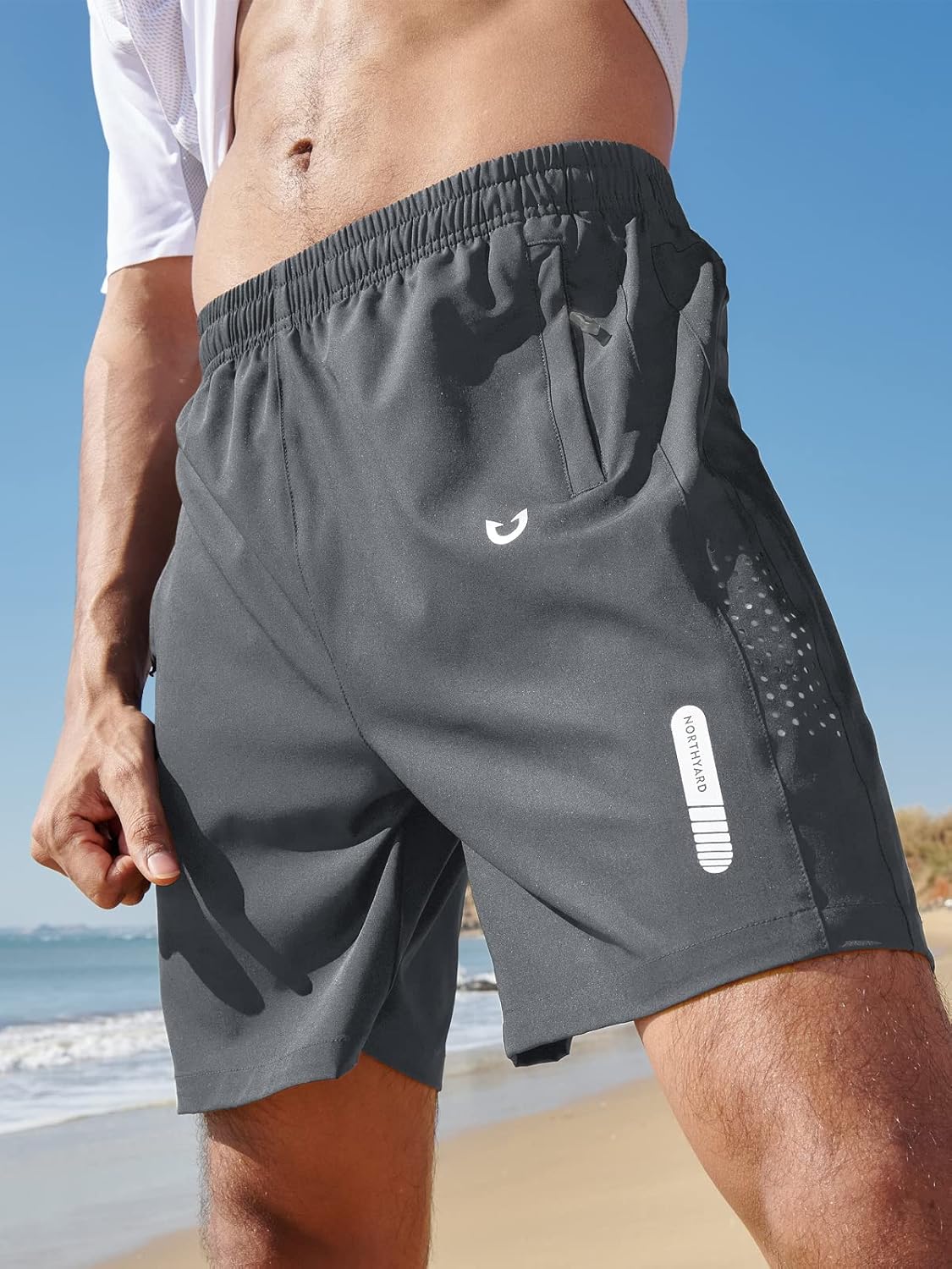 Men's Athletic Running Shorts Gym Workout 7"/9"/5" Quick Dry Lightweight Sports Basketball Tennis 3 Zipper Pockets