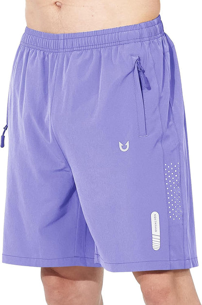 Men's Athletic Running Shorts Gym Workout 7"/9"/5" Quick Dry Lightweight Sports Basketball Tennis 3 Zipper Pockets