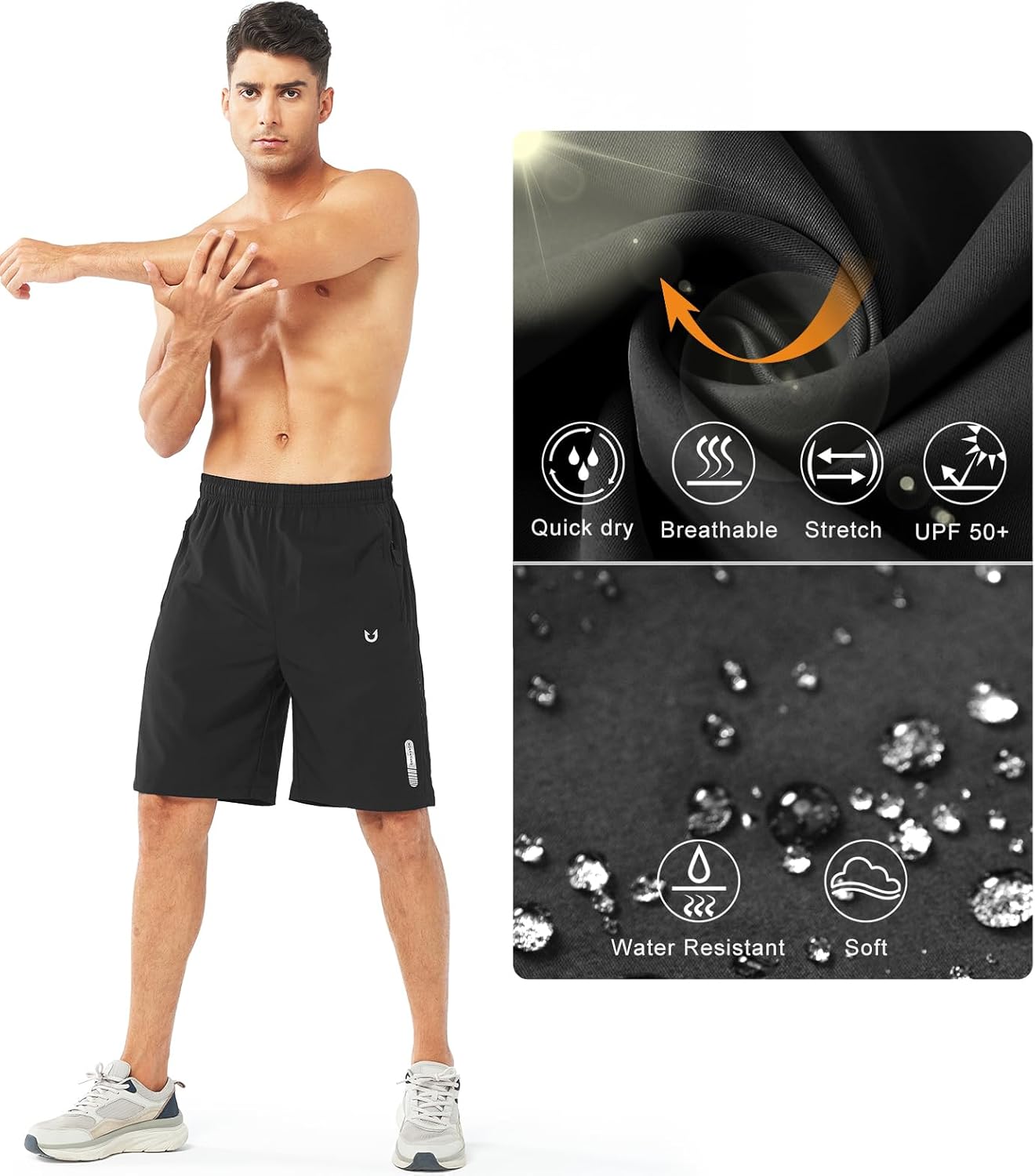 Men's Athletic Running Shorts Gym Workout 7"/9"/5" Quick Dry Lightweight Sports Basketball Tennis 3 Zipper Pockets
