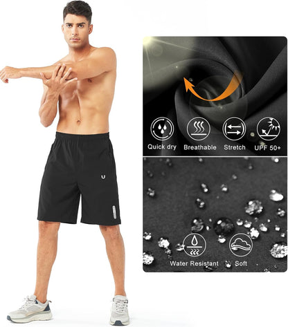 Men's Athletic Running Shorts Gym Workout 7"/9"/5" Quick Dry Lightweight Sports Basketball Tennis 3 Zipper Pockets