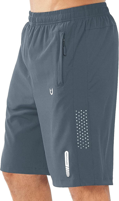 Men's Athletic Running Shorts Gym Workout 7"/9"/5" Quick Dry Lightweight Sports Basketball Tennis 3 Zipper Pockets