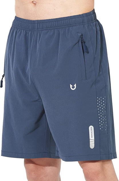 Men's Athletic Running Shorts Gym Workout 7"/9"/5" Quick Dry Lightweight Sports Basketball Tennis 3 Zipper Pockets